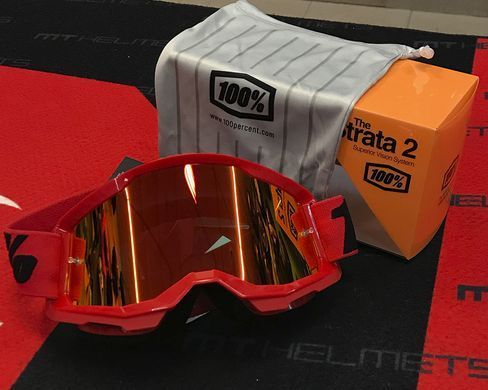 Мотоочки 100% STRATA Goggle II Red - Mirror Red Lens