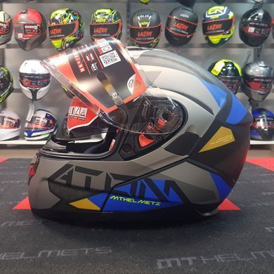 Мотошолом MT ATOM SV W17 A2 Matt Gray Blue L