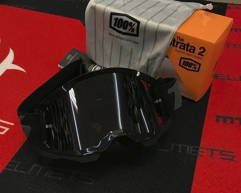 Мотоочки 100% STRATA Goggle II Black - Mirror Silver Lens