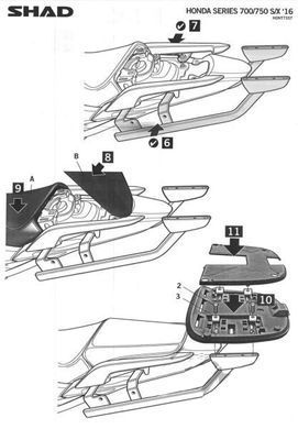 Крепеж центрального кофра Shad Honda NC 700 NC750 X/S ( 14-16 )
