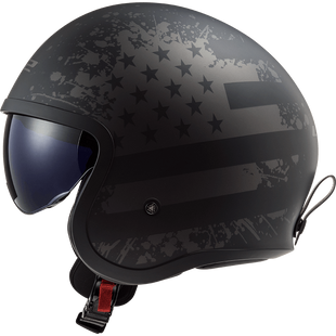 Мотошлем LS2 OF599 Spitfire Flag Matt Black XS
