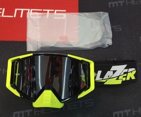 Мотоочки LAZER Goggle Race Style Black Yellow - Mirror Silver Lens