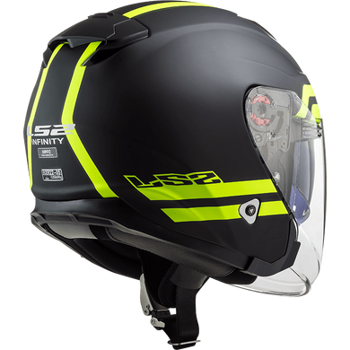 Мотошолом LS2 OF521 Infinity Hyper Matt Titanium Hi-Vis Yellow