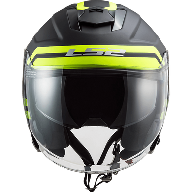 Мотошолом LS2 OF521 Infinity Hyper Matt Titanium Hi-Vis Yellow