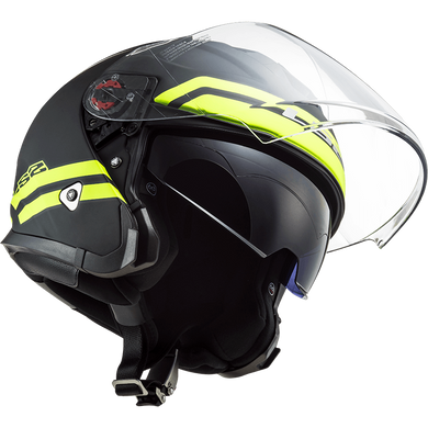 Мотошолом LS2 OF521 Infinity Hyper Matt Titanium Hi-Vis Yellow