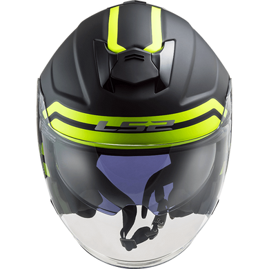 Мотошолом LS2 OF521 Infinity Hyper Matt Titanium Hi-Vis Yellow