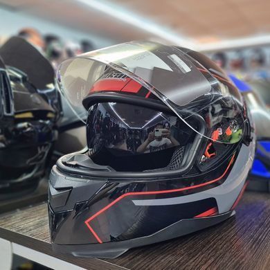 Мотошлем JieKai Black Red с очками XL