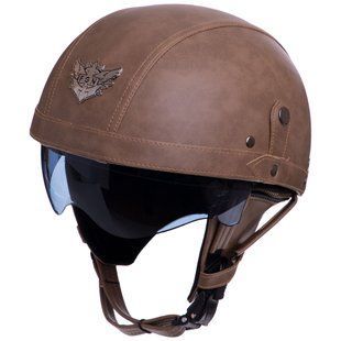 Мотошлем VINTAGE каска рэтро с очками коричневая Harley XL