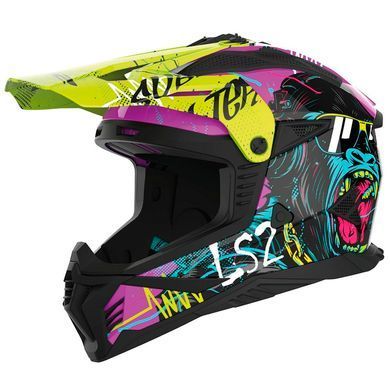 Мотошолом LS2 MX708 Fast 2 Gorilla Purple H-V Yellow S