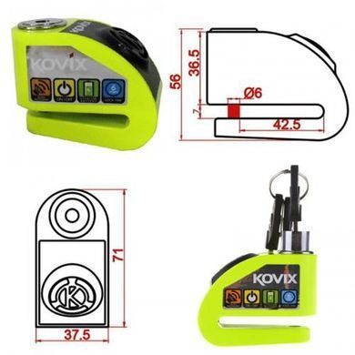 Замок на диск Kovix KD-6 Fluo Green