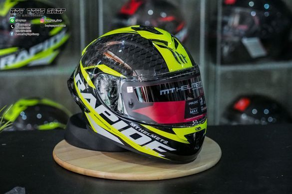 Мотошолом MT RAPIDE Pro Carbon Gloss Fluor Yellow L