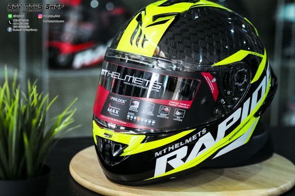 Мотошолом MT RAPIDE Pro Carbon Gloss Fluor Yellow L