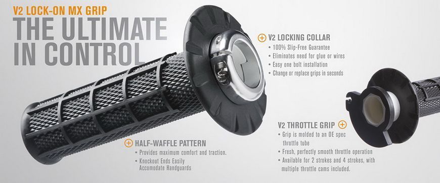 Гріпси ODI HALF-WAFFLE MX V2 Lock-On Flo-Orange