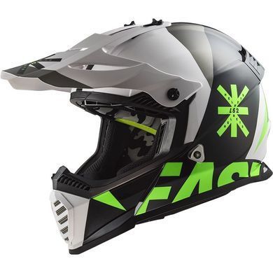 Мотошлем LS2 MX437 Fast EVO Heavy Black White S