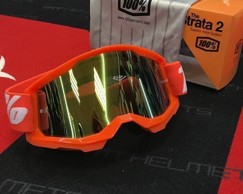 Мотоочки 100% STRATA Goggle II Orange - Mirror Gold Lens