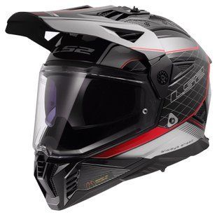 Мотошлем LS2 MX702 Pioneer 2 100TH Meridian Matt Black Light Gray Red
