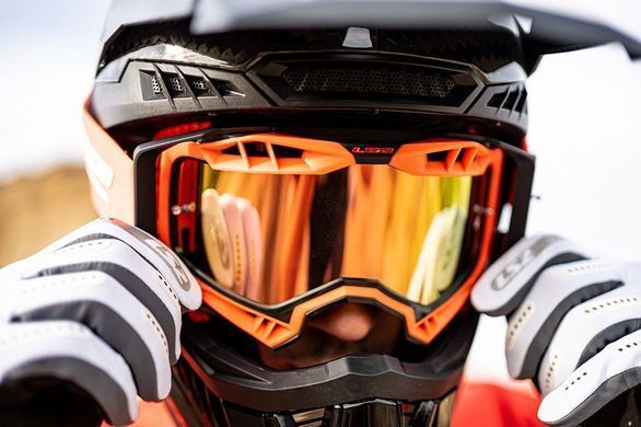 Маска кросова LS2 Aura Pro Goggle Black Orange with Iridium Visor