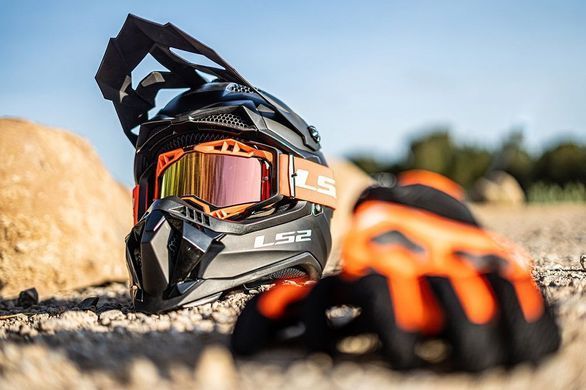 Маска кросова LS2 Aura Pro Goggle Black Orange with Iridium Visor