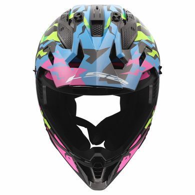 Мотошолом LS2 MX708 Fast 2 GROTESK Blue Pink Green L
