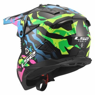 Мотошолом LS2 MX708 Fast 2 GROTESK Blue Pink Green L