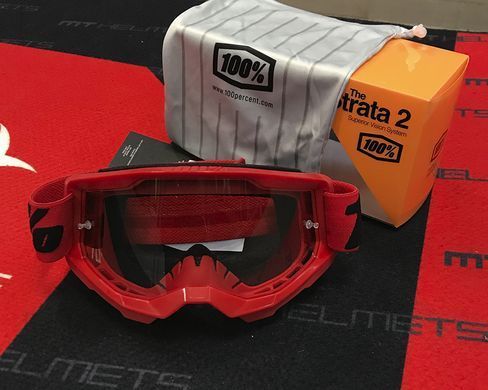 Маска кросова 100% STRATA Goggle II Red - Clear Lens