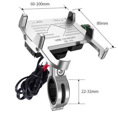 Держатель телефона R10 metal USB Silver