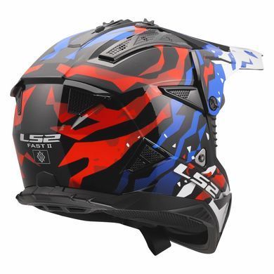 Мотошолом LS2 MX708 Fast 2 GROTESK White Blue Red L