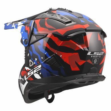 Мотошолом LS2 MX708 Fast 2 GROTESK White Blue Red L