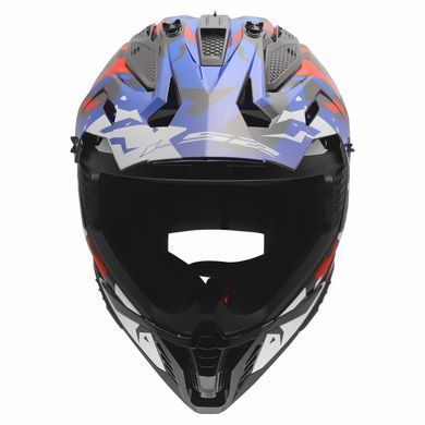 Мотошолом LS2 MX708 Fast 2 GROTESK White Blue Red L