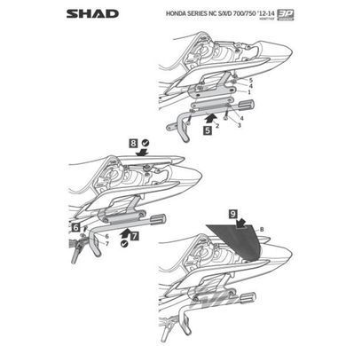 Крепеж боковых кофров Shad 3P Honda NC 700 X/S (12-13), NC750 X/S (14 -15), INTEGRA
