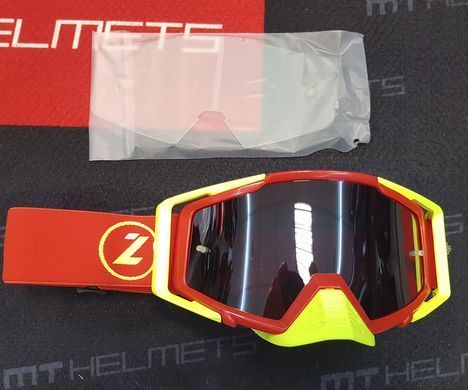 Маска кросова LAZER Goggle Race Style Red Yellow - Mirror Silver Lens
