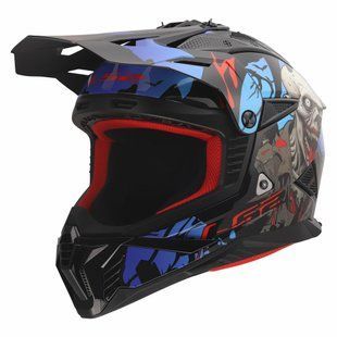 Мотошолом LS2 MX708 Fast 2 ZOMBIE II Black Red Blue M