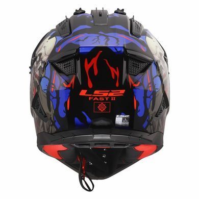 Мотошолом LS2 MX708 Fast 2 ZOMBIE II Black Red Blue M