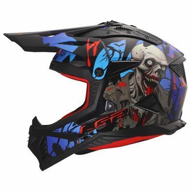 Мотошолом LS2 MX708 Fast 2 ZOMBIE II Black Red Blue M