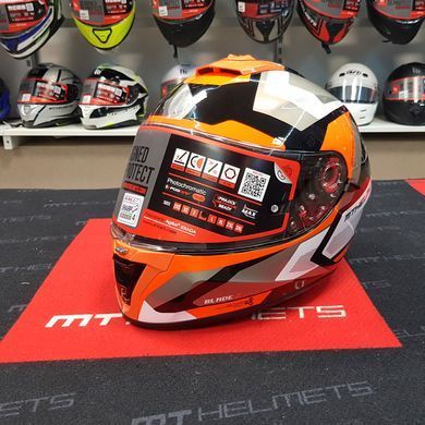 Мотошолом MT BLADE 2 SV Finishline D4 Gloss Fluor Orange XS