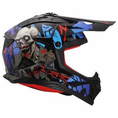 Мотошолом LS2 MX708 Fast 2 ZOMBIE II Black Red Blue M
