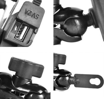 Тримач телефону затискний з гумкою RAM XL USB