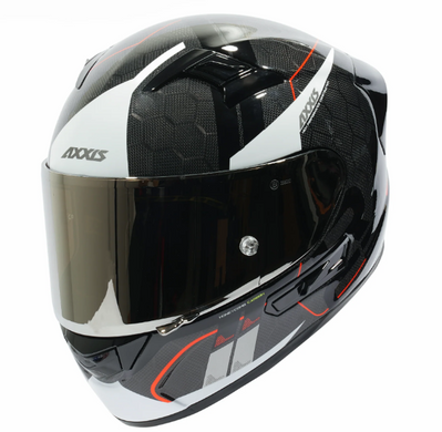 Мотошолом AXXIS RACER GP SV SPIKE A0 Carbone Gloss Pearl White XL